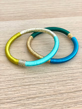 Charger l'image dans la galerie, Jonc en soie de cactus turquoise et vert olive
